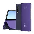 thumbnail image 1 of Z Fold 3 5G Case Compatible with Samsung Galaxy Z Fold3 5G Cell Phone Case with Kickstand, PU Leather, Clear View Mirror Flip Cover Shockproof Protective Cover for Samsung Z Fold 3 5G 2021, Purple, 1 of 7