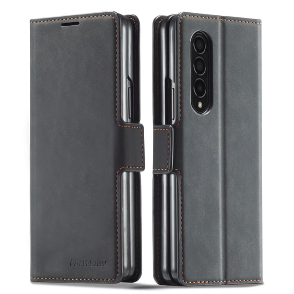 Z Fold 3 Case, Samsung Galaxy Z Fold 3 Case Wallet, Allytech Premium PU Leather Slim Full Protection Shockproof Card Holder Cash Pocket Cover Shell for Samsung Galaxy Z Fold 3, Black