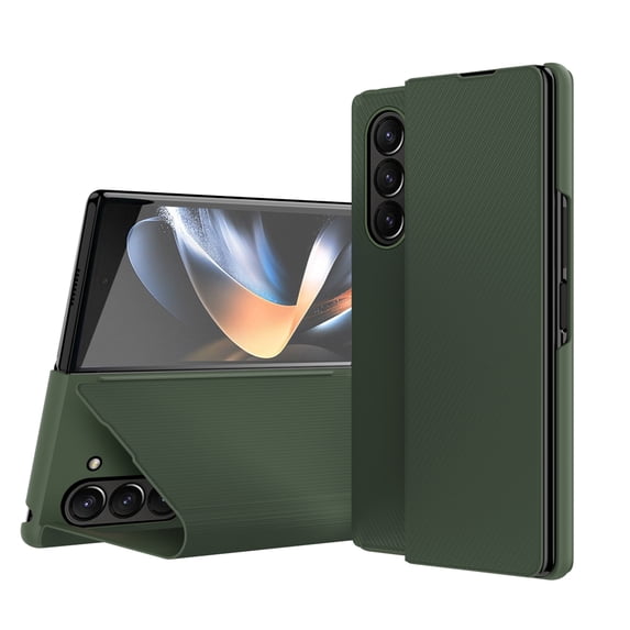 for Z Fold 4 Case with Full Cover Protection, Carbon Firber Patterned Case with Folded Kickstand & Premium PU Leather Protective Phone Case for Samsung Galaxy Z Fold 4, Green