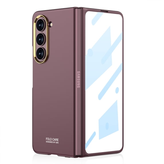 for Z Fold 5 2023 Case, Premium Hard PC Flip Phone Case Galaxy Z Fold 5 with Electroplated Frame, Ultra-Thin Shockproof Protection Cover Matte Fold Case for Samsung Galaxy Z Fold 5 5G, Winered