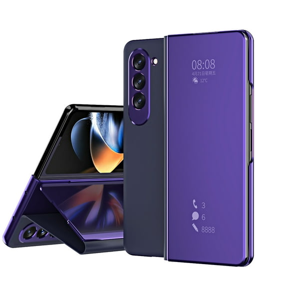 Z Fold 5 Case Compatible with Galaxy Z Fold 5 5G Cell Phone Case with Kickstand, PU Leather, Clear View Mirror Flip Cover Shockproof Protective Cover for Samsung Galaxy Z Fold 5 5G,
Purple