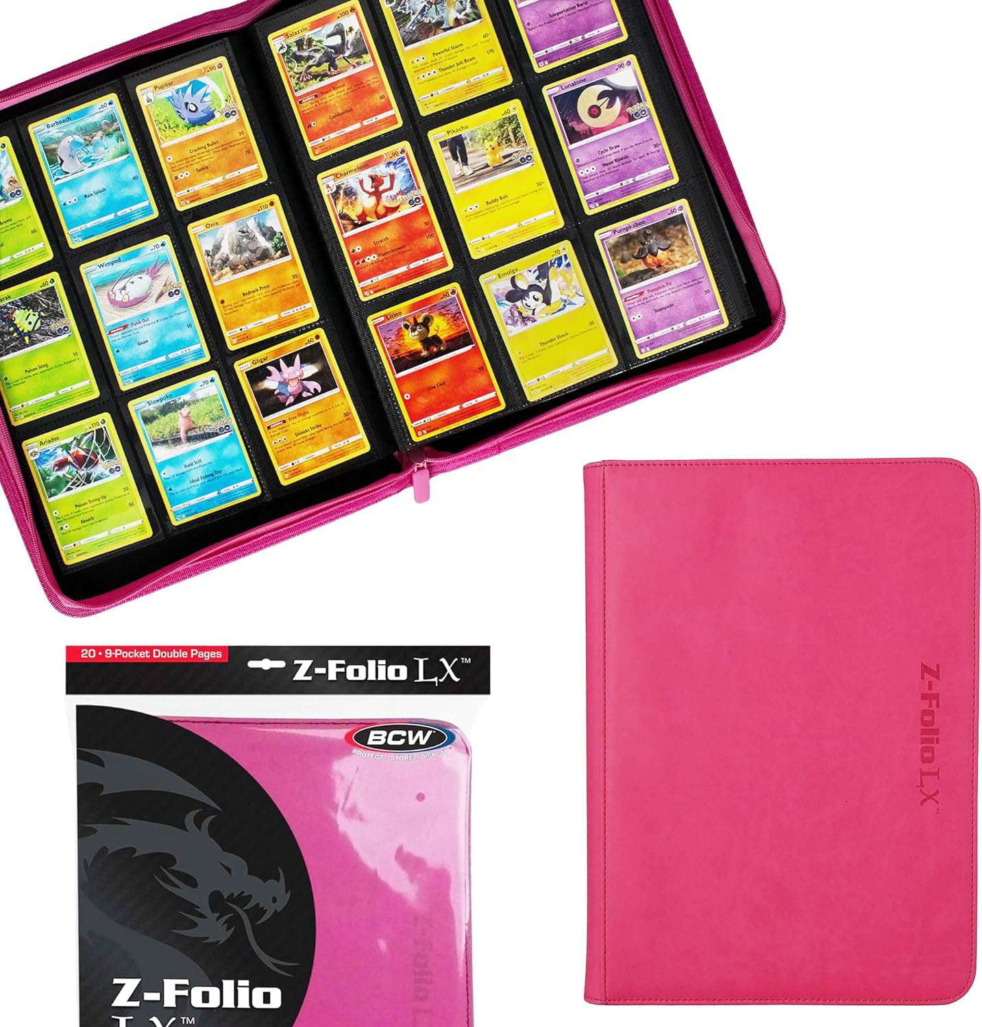 BCW GAMING Z-FOLIO 9-POCKET LX ALBUM Pink HOLDS 360 CARDS