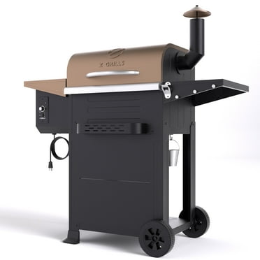 Z GRILLS 8 in 1 BBQ Pellet Grill & Smoker Auto Temperature Control, Direct Flame Searing, 572 Sq.in Cooking Area, Bronze-Flame Expert ZPG-6002B