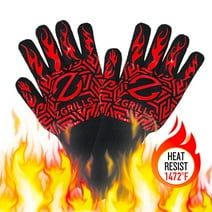 Z GRILLS BBQ Grill Gloves -Oven Gloves 1472℉ Extreme Heat & Cut Resistant Oven Mitts with Fingers Silicone Grip, Extreme Fireproof Protection for BBQ, Cooking, Grilling, Baking – Universal Size