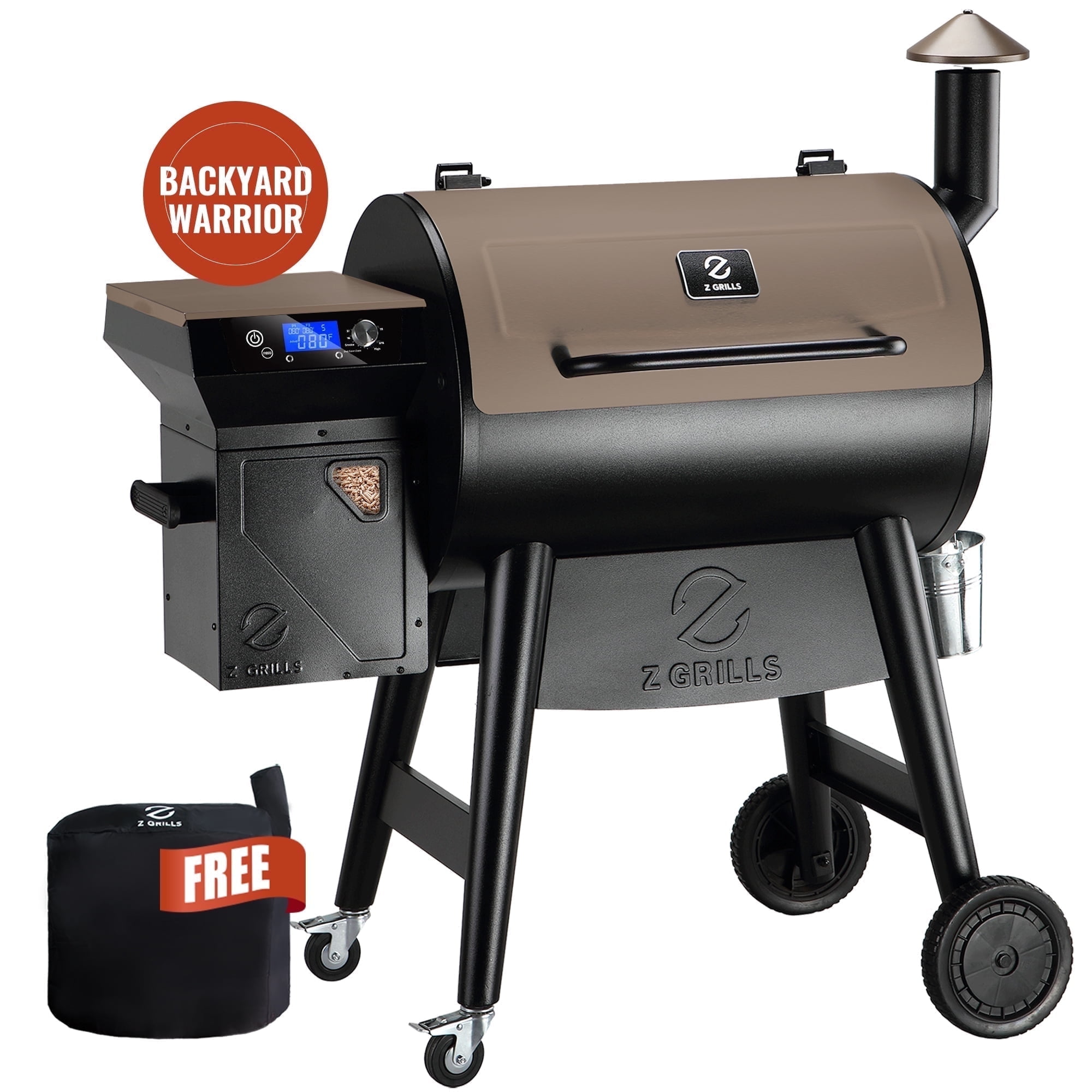 Z Grills Backyard Warrior 697 sq.in Wood Pellet Grill Smoker, PID 2.1, LCD, Meat Probes