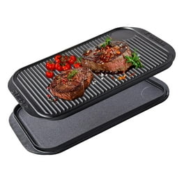 Victoria Rectangular Cast Iron Griddle. Double Burner Griddle, Reversible  Griddle Grill, 13 x 8.5 Inch, Seasoned with 100% Kosher Certified Non-GMO