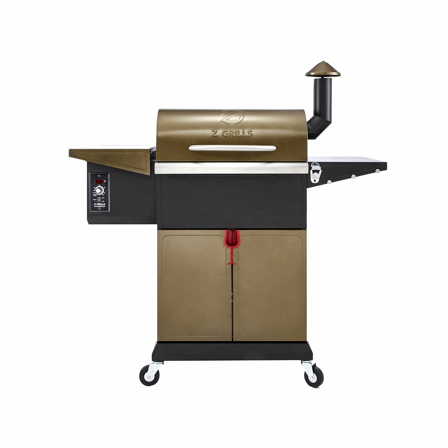 Bronze 49" Wood Pellet Grill with Rotisserie and Storage Cabinet