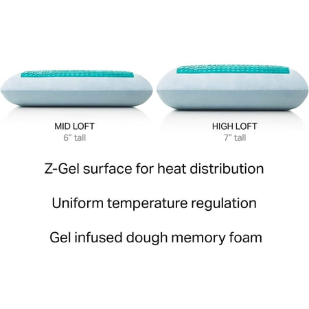 Z Gel-Infused Dough Memory Foam Pillow with Removable Cover - Size Mid Loft Cooling Bed Pillow