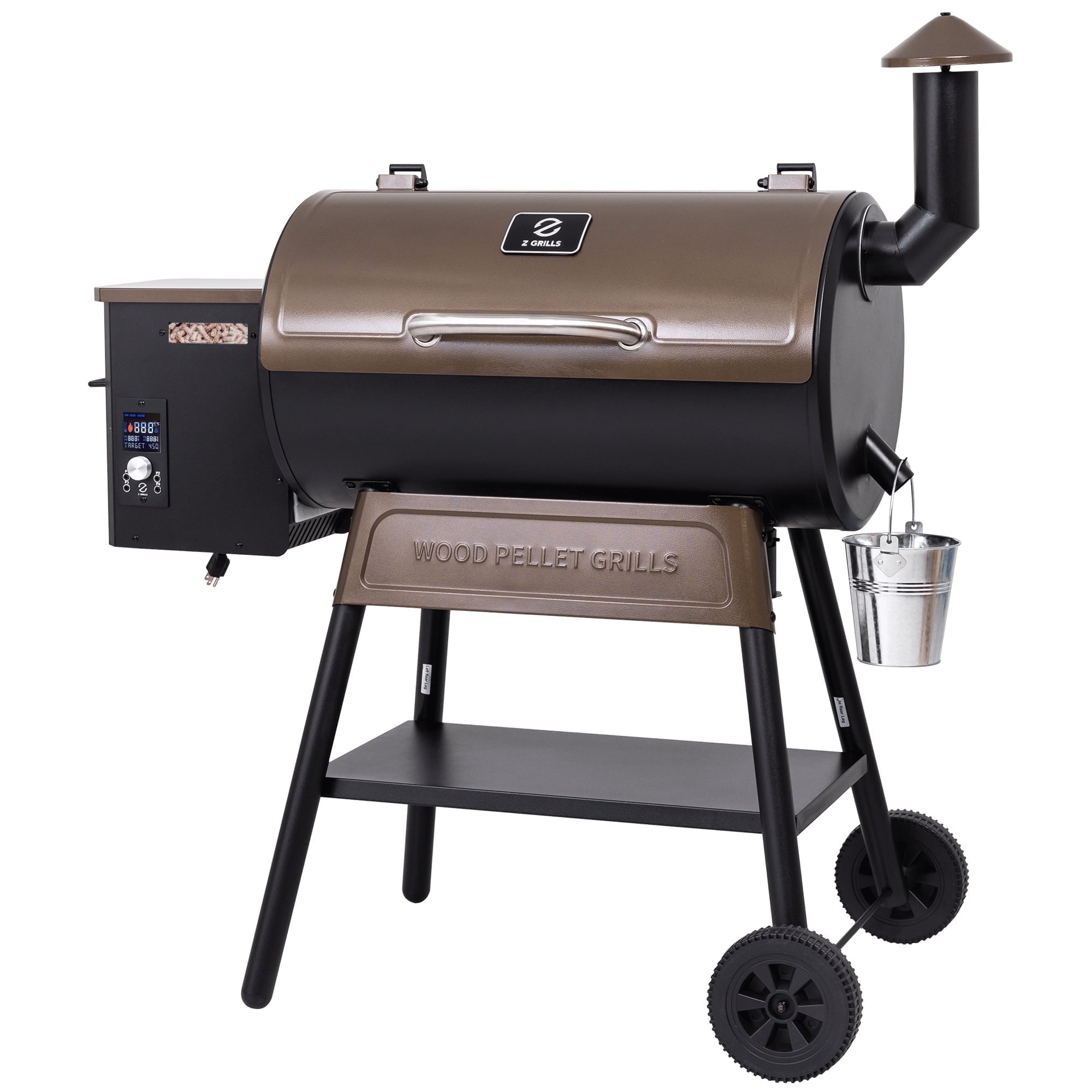 Z GRILLS Grill Elite ZPG-550B4 549 sq.in Wood Pellet Grill & Smoker, 2 Meat Probes, LCD Controller, Auto Temperature Control, 8 in 1 BBQ- Bronze