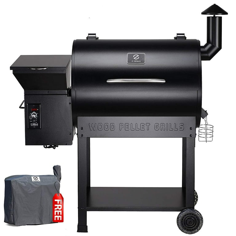 Z GRILLS Wood Pellet Grill & Smoker with Patio Cover, 7 in 1- Grill,700 Cooking Area, Roast, Sear, Bake,Smoke, Braise and BBQ with Electric Digital Controls for Outdoor,Garden