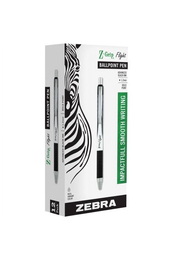 Pen Z-Grip Flight Retractable Pens Bold Pen Point - 1.2 mm Pen Point Size - Retractable - Black - 12 / Dozen