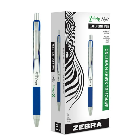 Z-Grip Flight Retractable Ballpoint Pen 1.2mm Blue Dozen