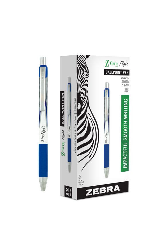Z-Grip Flight Retractable Ballpoint Pen 1.2mm Blue Dozen