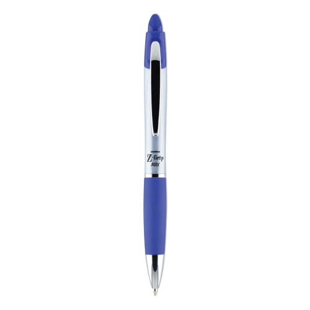 Z-Grip MAX Ballpoint Pen, Retractable, Medium 1 mm, Blue Ink, Silver/Blue Barrel, 12/Pack | Bundle of 2