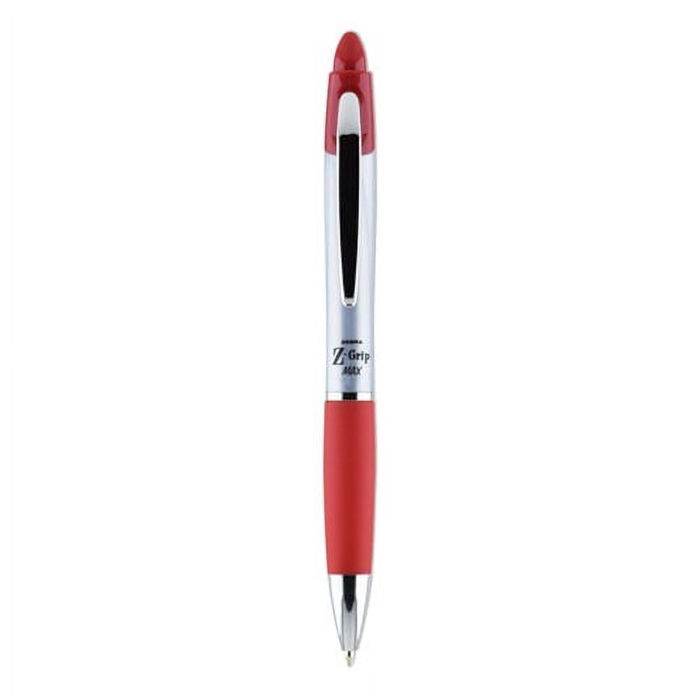 Z-Grip MAX Ballpoint Pen, Retractable, Medium 1 mm, Red Ink, Silver Barrel, 12/Pack | Bundle of 2 Dozen
