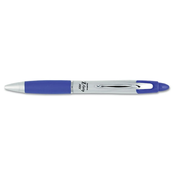 Z-Grip Max Ballpoint Pen, Retractable, Medium 1 Mm, Blue Ink, Silver Barrel, Dozen | Bundle of 5