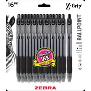 Zebra Pen Z-Grip Retractable Ballpoint Pens, 1.0mm Medium Point, Black Ink, 16 Count