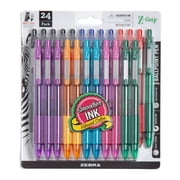 Zebra Pen Retractable Ballpoint Pen, 1.0mm Medium Point, Assorted Fashion C, 24-Pack