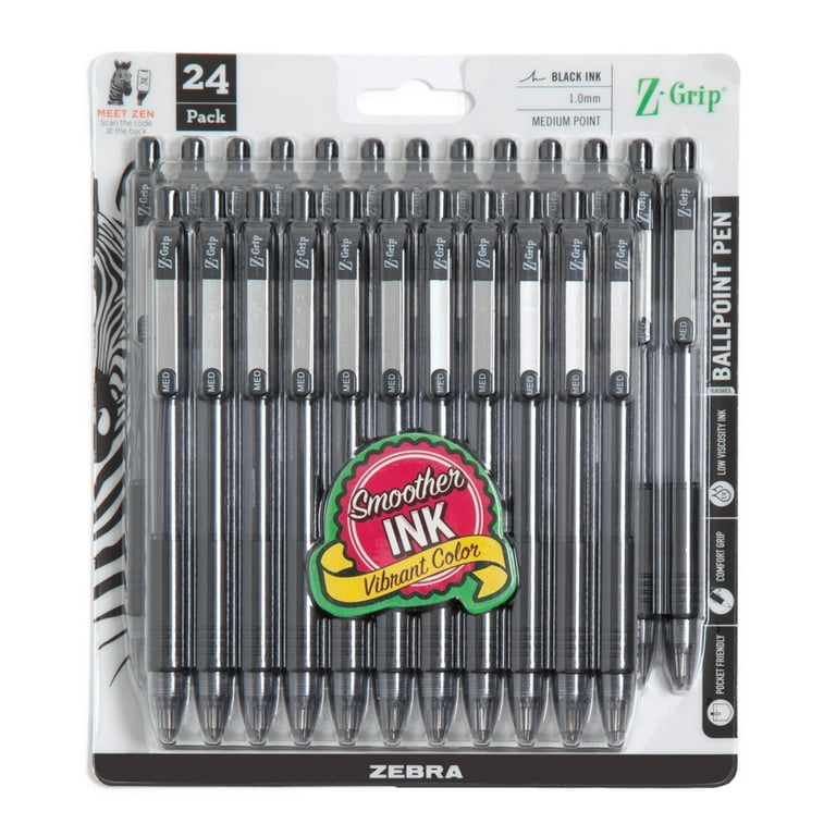 鉛筆 Zebra Retractable Ballpoint Pen 1.0mm Black 24pk, smooth low