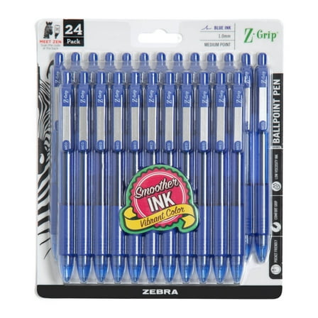 Zebra Pen Retractable Ballpoint Pen, 1.0mm Medium Point, Blue D, 24-Pack