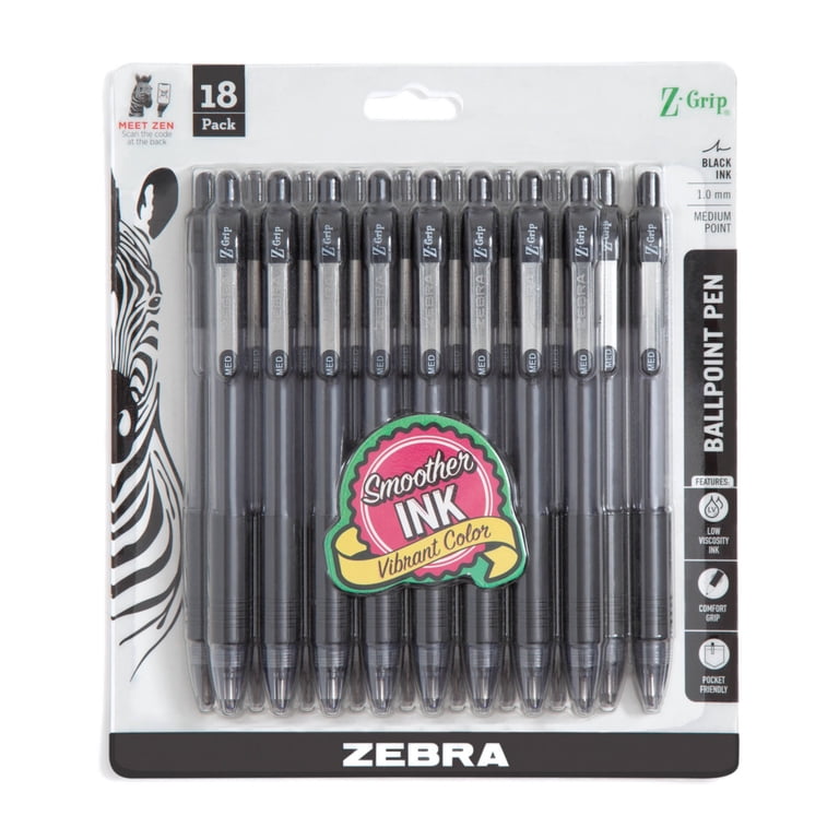 Z-Grip Comfort Ballpoint Pen, Medium Point, 1.0mm, Black Ink, 18