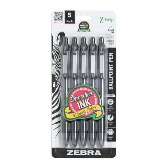 Z-Grip Retractable Ballpoint Pen, Medium Point, 1.0mm, Black Ink, Clear Barrel