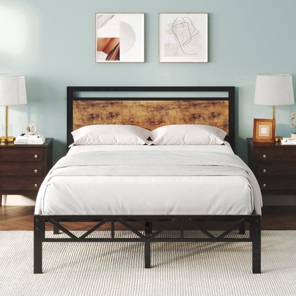 Z-HOM Full Size Bed Frame with Headboard, Metal Platform Full Bed Frame with Under Bed Storage, Easy Assembly, No Box Spring Needed