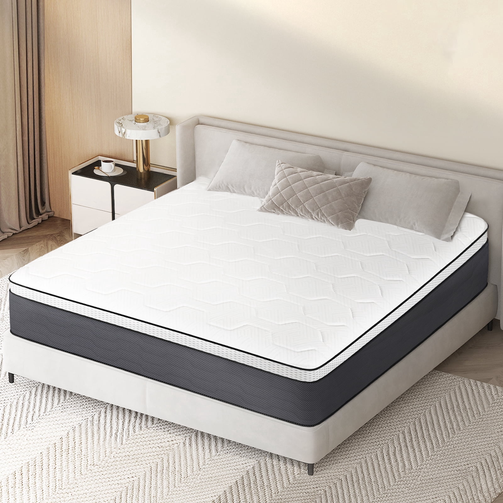 Z-hom Hybrid King Mattress 12 inch, King Size Spring Gel Memory