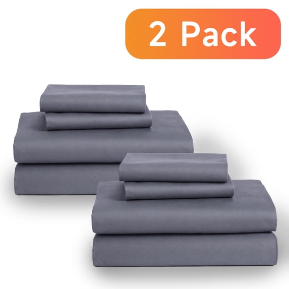 Z-Hom 2 Pack Queen Size Bed Sheet Set, 4 Piece Queen Sheet Set, 14" Deep Pocket Sheet & Pillowcase Sets Soft Fitted Sheet Water Washed, Dark Gray Breathable Cooling Sheets