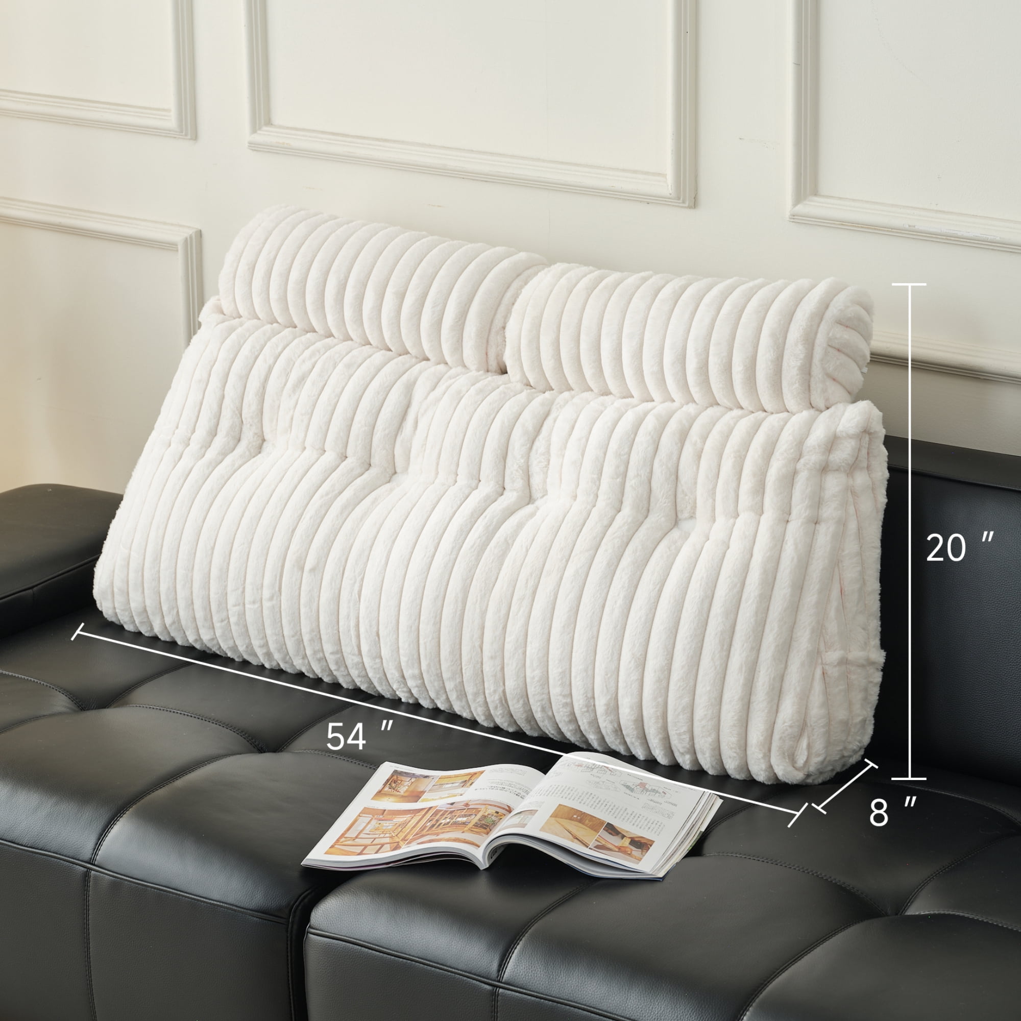 Z-Hom Full Backrest Pillows with 2 Neck Roll Pillows, Faux Fur