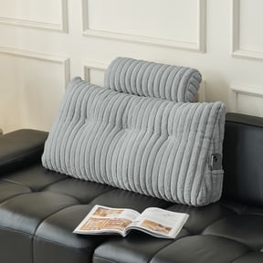 Z-Hom Twin Headboard Pillow with a Neck Roll Pillow, Faux Fur Triangle Backrest Pillows for Sitting up Reading for Bed Dorm Sofa(Gray, 30"x20"x8")