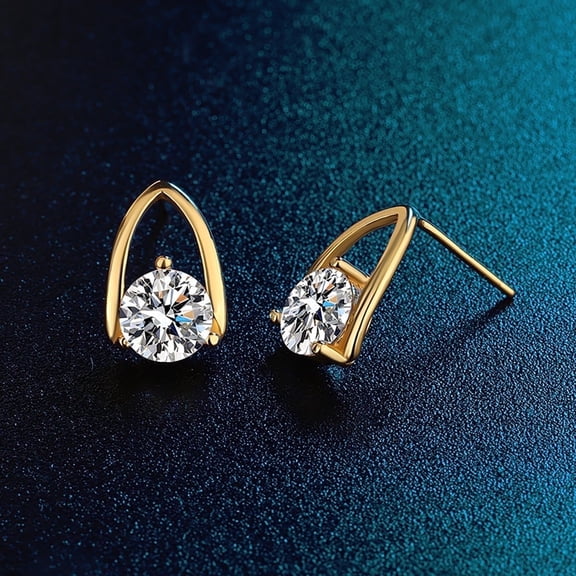 Z.LP 1 Carat Pea Cut VS1 Moissanite Men's and Women's Gold Stud Earrings