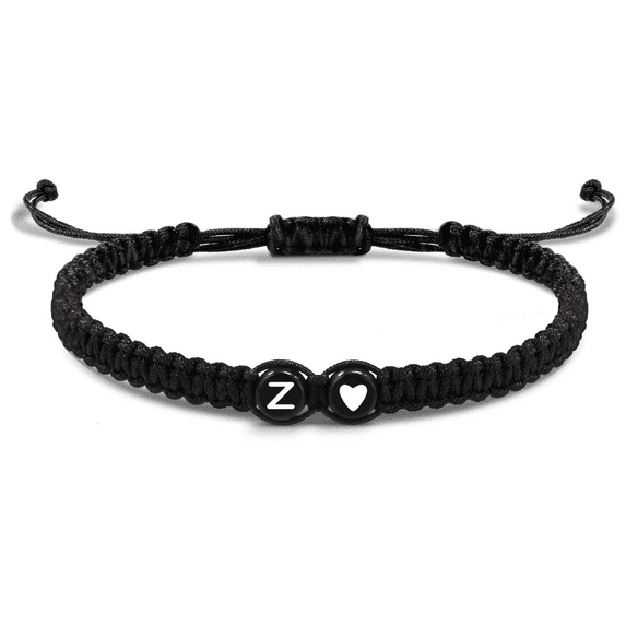 Z.LP Jewelry Adjustable Initial Love Heart Braided Bracelet - Handmade Personalized Friendship Bracelet