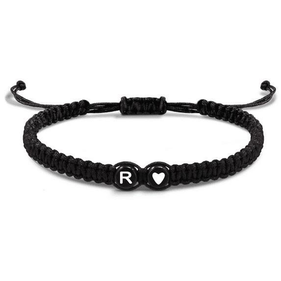 Z.LP Jewelry Adjustable Initial Love Heart Braided Bracelet - Handmade Personalized Friendship Bracelet