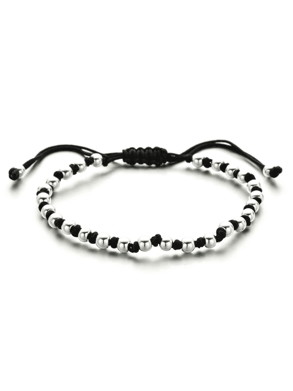 Jewelry Colorful Beaded Friendship Bracelet - Adjustable String Bracelet with Metal Beads