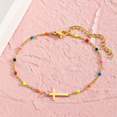 thumbnail image 1 of Z.LP Jewelry Dainty Cross Charm Bracelet with Colorful Beads - Gold Chain Religious Bracelet for Women, 1 of 6