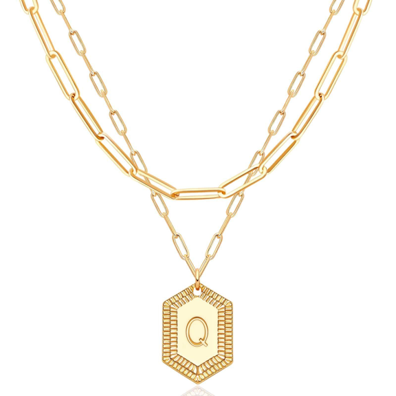 Z.LP Jewelry Gold - Toned Hexagonal Initial Pendant Layered Necklace