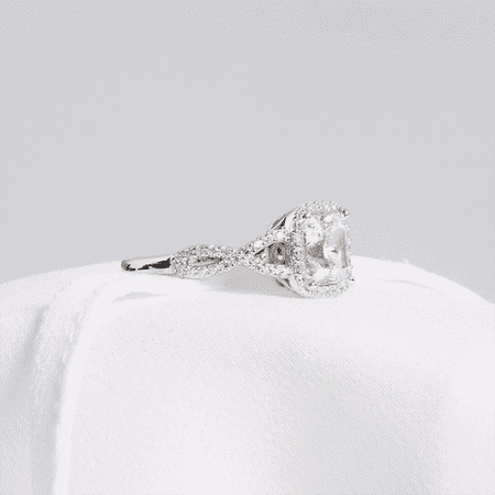 Z.LP Jewelry Halo Cushion Cut Cubic Zirconia Ring - Elegant Silver - Plated Ring