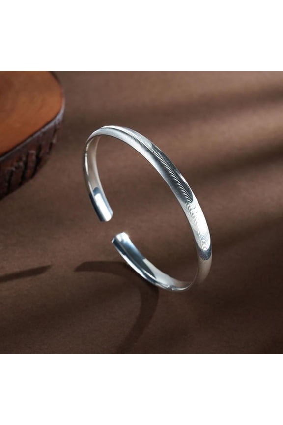 Jewelry Silver Bangle, Minimalist Textured DesignSize: 60 MM