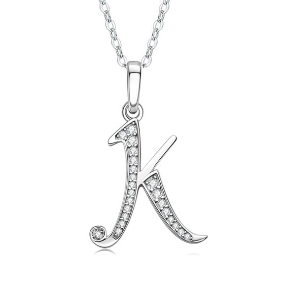 Z.LP Jewelry Silver Letter K Pendant Necklace