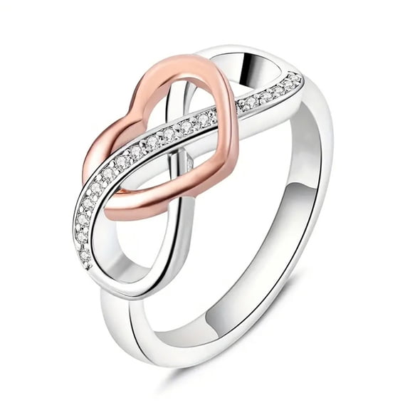 Z.LP Jewelry Two - Tone Heart & Infinity Ring - Crystal - Embellished Love Symbol Ring