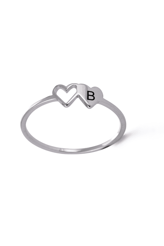 Jewelry Women's heart-shaped ring, letter C heart-shaped ring