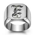 thumbnail image 1 of Z.LP Men’s Statement Ring: Engraved Initial “E” Signet Ring,, 1 of 7