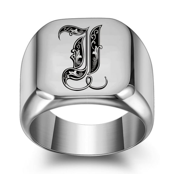 Z.LP Men’s Statement Ring: Engraved Initial “I” Signet Ring,