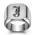 thumbnail image 1 of Z.LP Men’s Statement Ring: Engraved Initial “J” Signet Ring,, 1 of 7