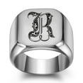 thumbnail image 1 of Z.LP Men’s Statement Ring: Engraved Initial “R” Signet Ring,, 1 of 7