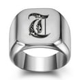 thumbnail image 1 of Z.LP Men’s Statement Ring: Engraved Initial “T” Signet Ring,, 1 of 7