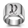 thumbnail image 1 of Z.LP Men’s Statement Ring: Engraved Initial “V” Signet Ring,, 1 of 7