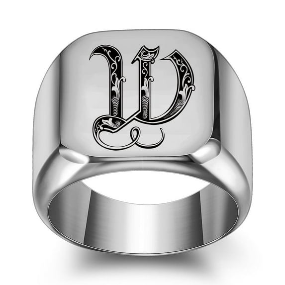 Z.LP Men’s Statement Ring: Engraved Initial “W” Signet Ring,