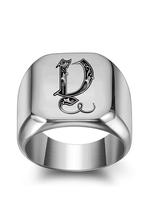 Men’s Statement Ring: Engraved Initial “Y” Signet Ring,